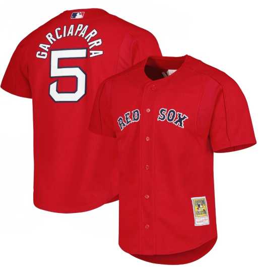 Mens Boston Red Sox #5 Nomar Garciaparra Red Cooperstown Collection Authentic Mitchell & Ness Jersey Dzhi